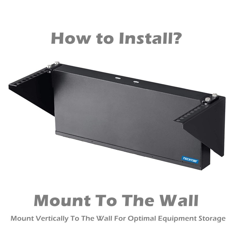TECHTOO Wall Mount Rack 3U Vertical & Horizontal Rack 19Inch Wall Mountable Server Rack Heavy Duty Max Load 66-150 LBS Network Open Rack for Patch Panel/Data/AV/IT/Computer & Studio Equipment (3U) - Image 4